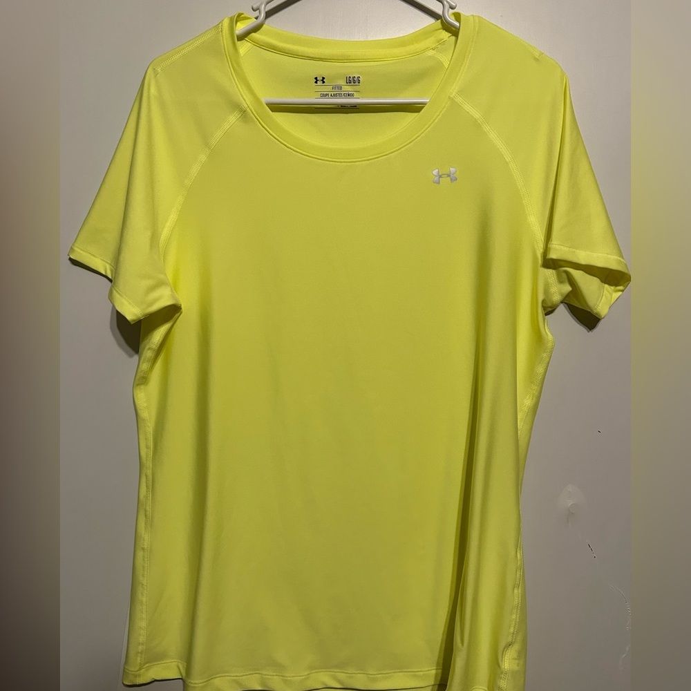 Women’s bright yellow under armour shirt